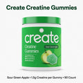Create Creatine Monohydrate Gummies Sour Green Apple 90 Count - 1.5g Creatine per Gummy