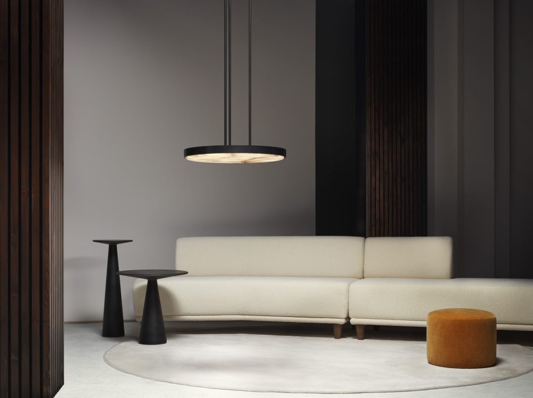 CTO Lighting Anvers Large Pendant Light bronze with honed alabaster