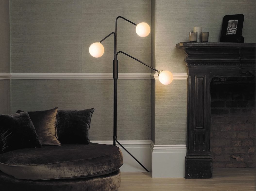 CTO Lighting Array Floor Lamp bronze with bronze details and shiny opal glass - 5 amp plug