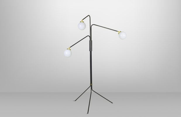 CTO Lighting Array Floor Lamp bronze with bronze details and shiny opal glass - UK plug