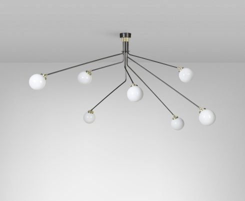 CTO Lighting Array Pendant - Large - DALI-A Ceiling Light bronze with satin brass details and shiny opal glass