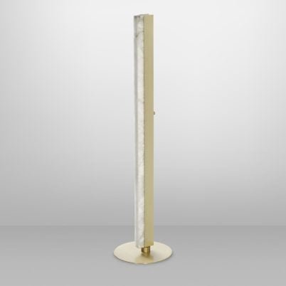 CTO Lighting Artes 1200 Floor Lamp satin brass with satin brass details and honed alabaster - 5 amp plug
