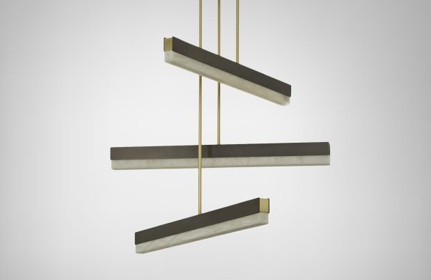 CTO Lighting Artes Collective 900 Pendant Light bronze with bronze details and honed alabaster