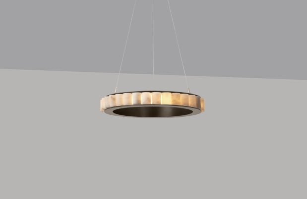 CTO Lighting Avalon Medium - Ceiling Rose Chandelier bronze finish with honed alabaster