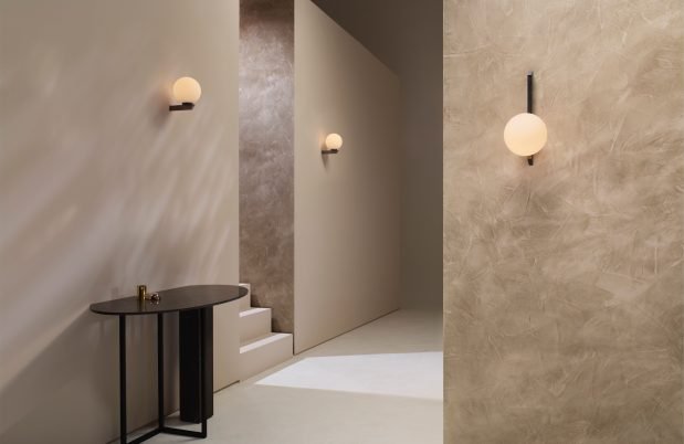 CTO Lighting Gaia - Flush - DALI-B Wall Light antique bronze with shiny opal glass