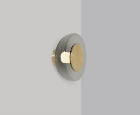 CTO Lighting Pendulum Wall Light satin brass with smoked glass