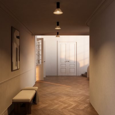CTO Lighting Torres Short - Flush Mounted - DALI-A Pendant Light antique bronze with honed alabaster