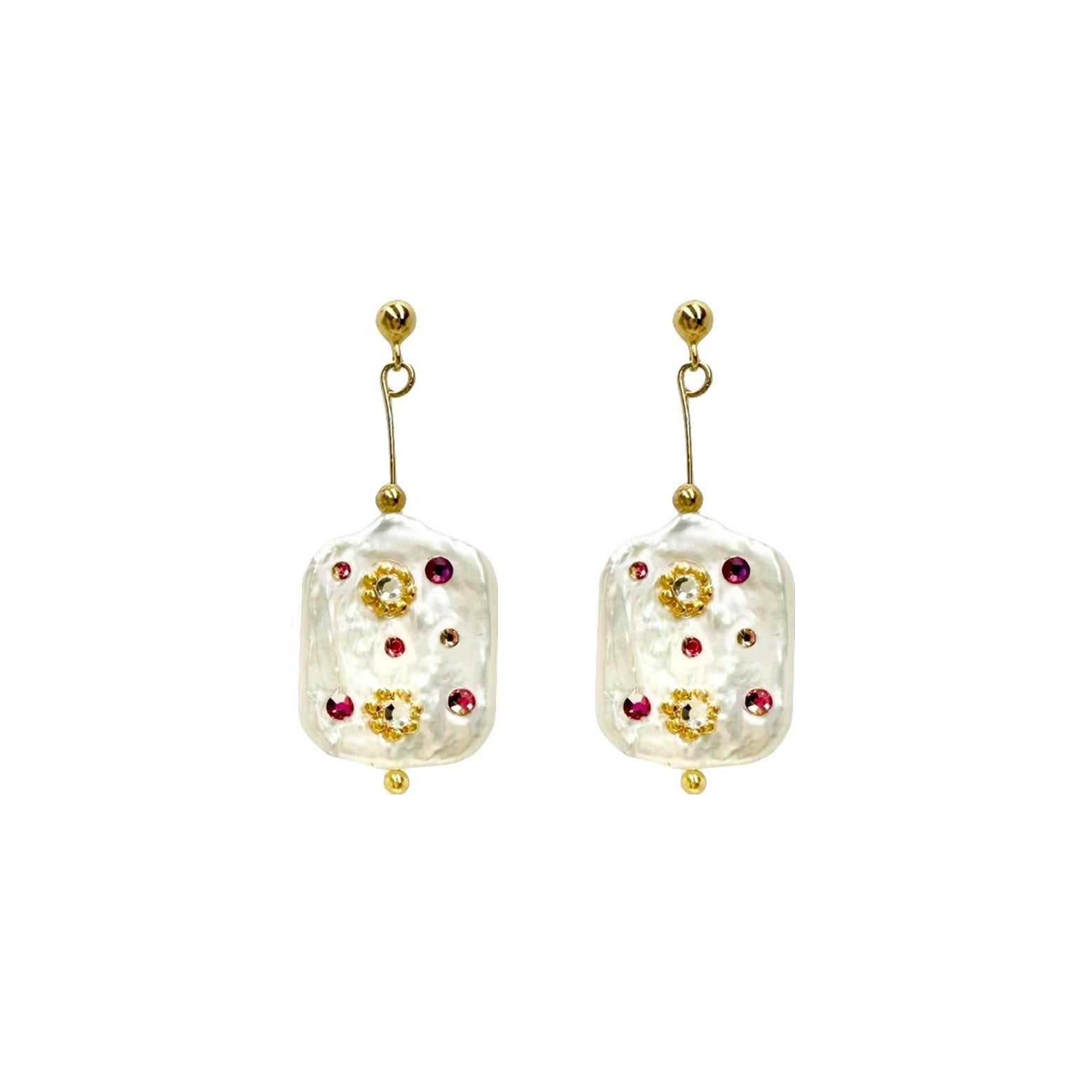 Stars Baroque Pearl Drop earrings - White Pearl