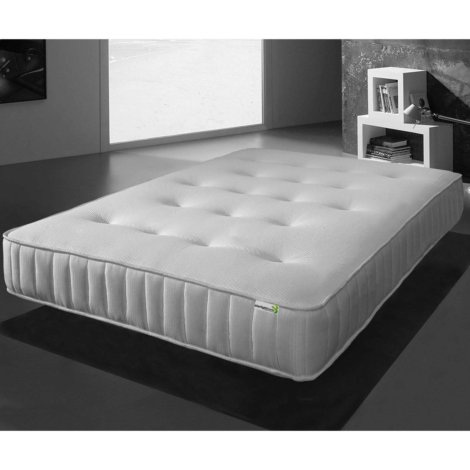Starlight Beds™ 8" Deep Hand Tufted Luxurious Memory Foam and Spring White Mattress - 4ft Small Double Mattress (120cm by 190cm)