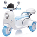 iYofe 12V Electric Motorcycle for Kids, 2 Seater Battery Power Ride on Toys with Slow Start, LED, Music, USB, 3 Wheel Electric Motorcycle for - White