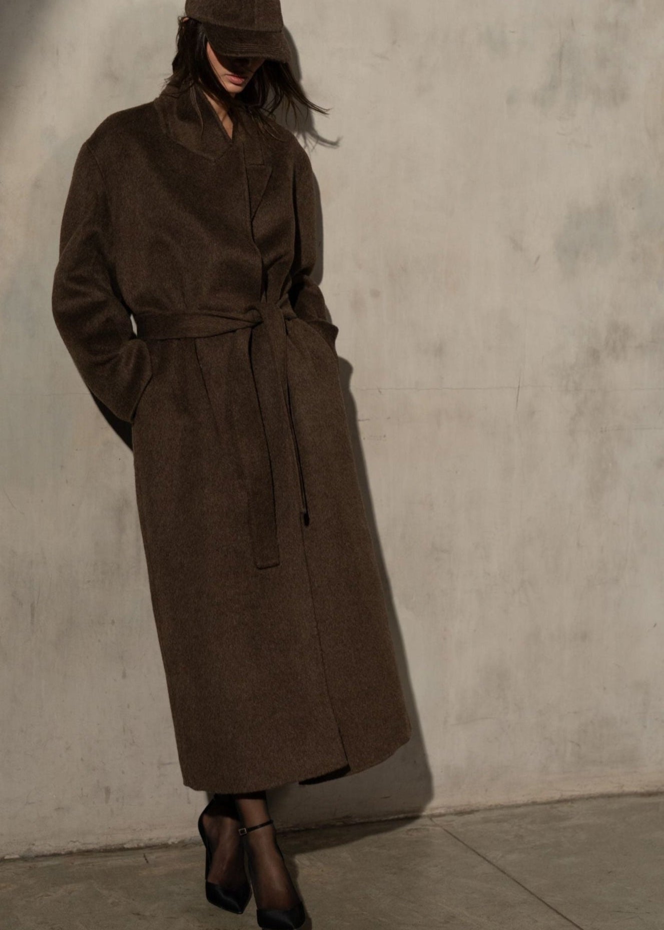 MOHAIR WOOL TOPCOAT - Mocha - M/L
