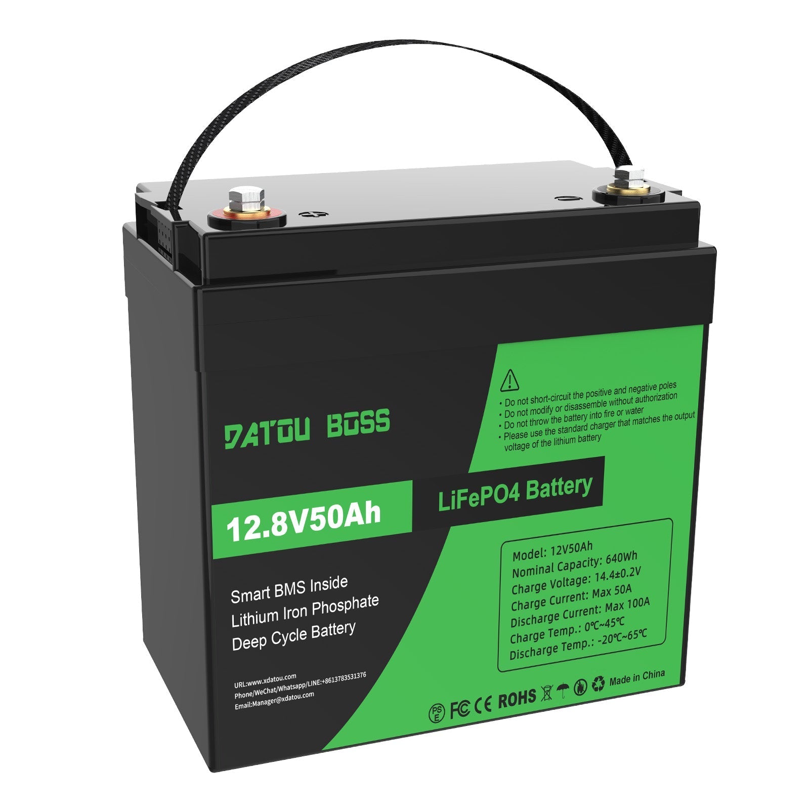 DATOUBOSS 12V 50Ah LiFePO4 Battery with 50A BMS Deep Cycle, Lithium Battery for RV, Solar, Home Energy Storage & Off-Grid - 6 Packs（3.84 kWh）