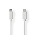 Nedis Lightning Cable | USB 2.0 | Apple Lightning 8-Pin | USB-C Male | 480 Mbps | Nickel Plated | 1.00 m | Round | PVC | White | Label