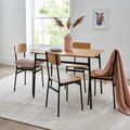 Livvy 110 cm Dining Table 4 Chairs Oak Effect Stylish Functional Dining Set