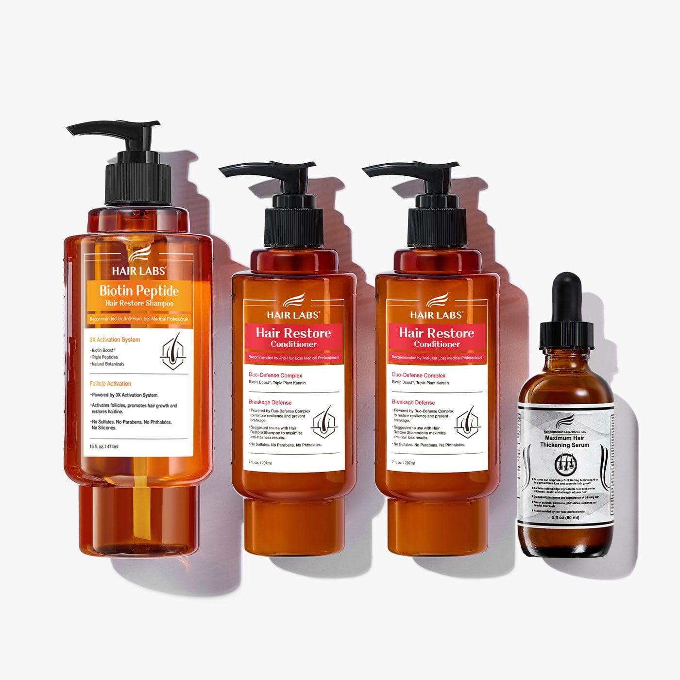 Biotin Peptide Shampoo, Conditioner, and Thickening Serum Bundle - Shampoo 16oz / Conditioner 7oz*2