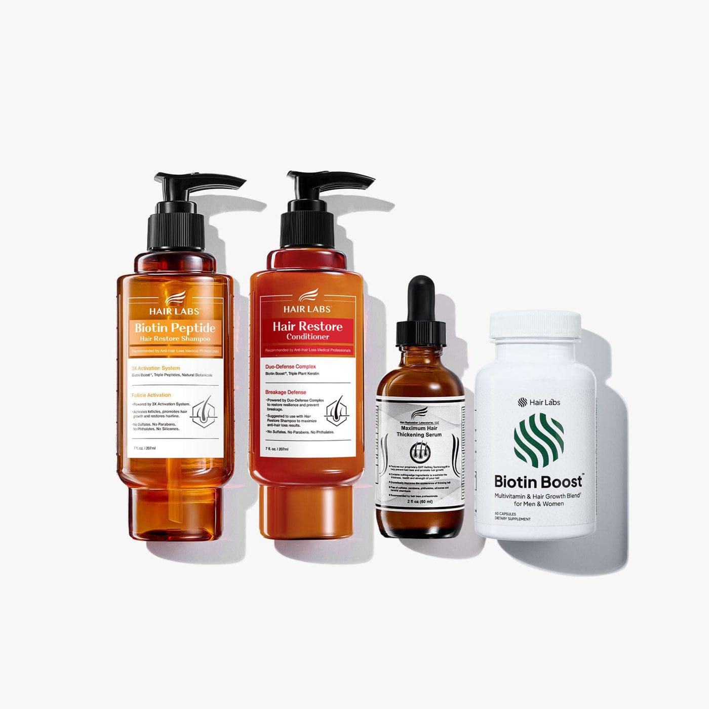Biotin Peptide Shampoo, Conditioner, Thickening Serum, and Supplement Bundle - Shampoo 7oz / Conditioner 7oz