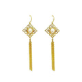 Chain Dangle Pearl earrings - Gold