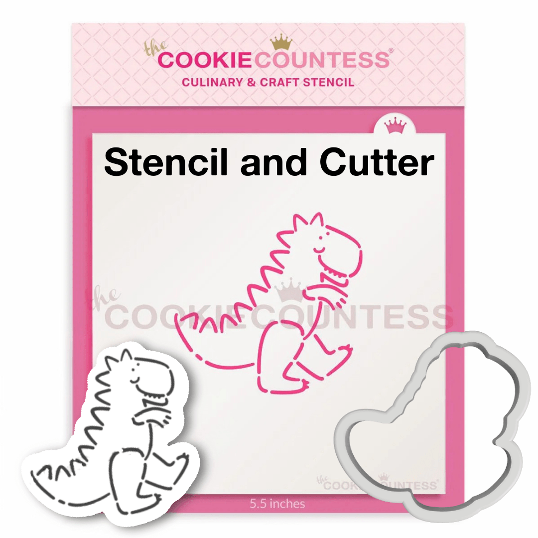 Dinosaur T Rex PYO Stencil - Stencil and Cookie Cutter