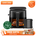 Tastee Sensor Magic Smart Air Fryer (Ceramic Coated)+Cast Iron Grill Pan