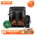Tastee Sensor Magic Smart Air Fryer (Ceramic Coated) + Travel Coffee Mug (SBG Edition) - Black