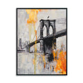 Handcrafted Painting Bridge in Flames - Gold Frame / 36''x 24''/ 91 x 61 CM