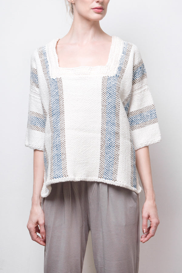 Zoe Hand-Woven Organic Cotton Top - White - one size