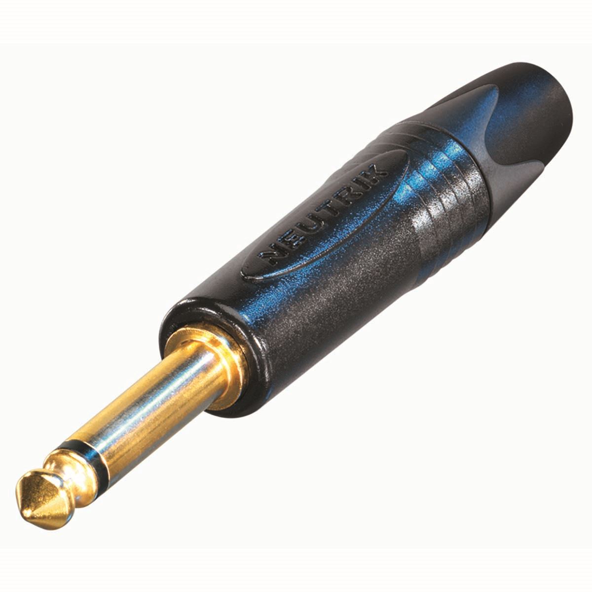 Neutrik 2 pole 1/4" professional phone plug, gold contacts, black shell