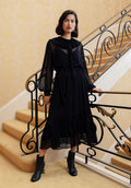 Eloise Tiered Hem Midi Dress In Black - 8