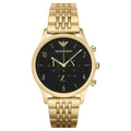 Emporio Armani Beta AR1893 Men's Chronograph Watch – 41mm Black Dial Gold-Tone Steel Bracelet