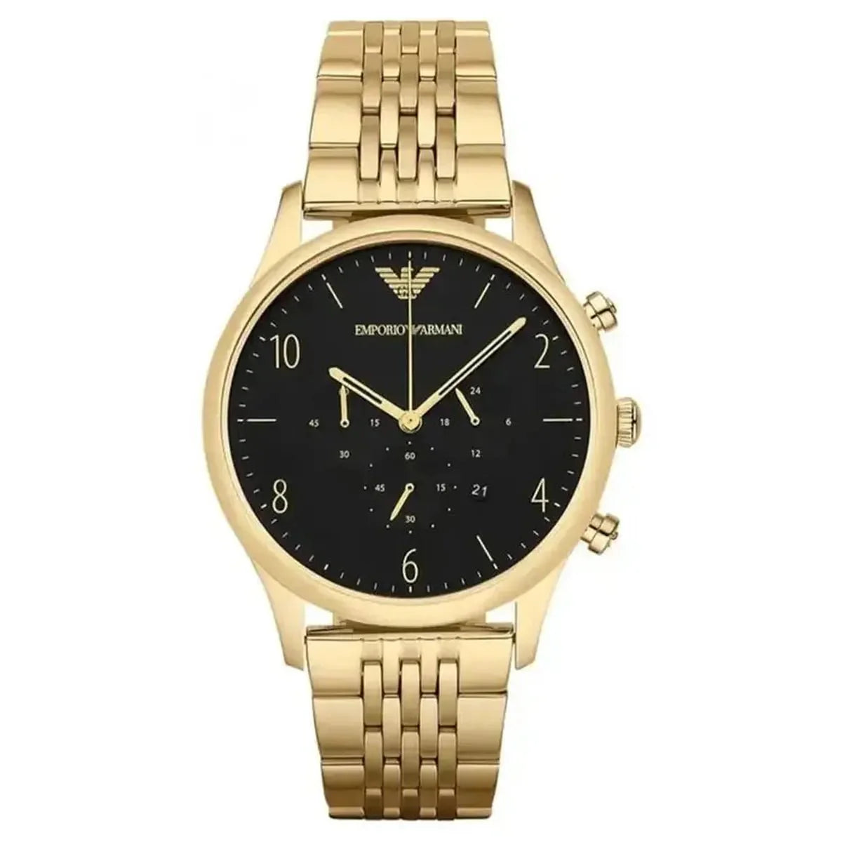 Emporio Armani Beta AR1893 Men's Chronograph Watch – 41mm Black Dial Gold-Tone Steel Bracelet