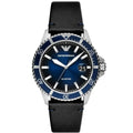 Emporio Armani AR11516 Sea Diver Men's Watch – 42mm Blue Sunray Dial with Black Leather Strap