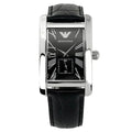Emporio Armani Classic AR0143 Men's Rectangular Watch – Black Leather Strap