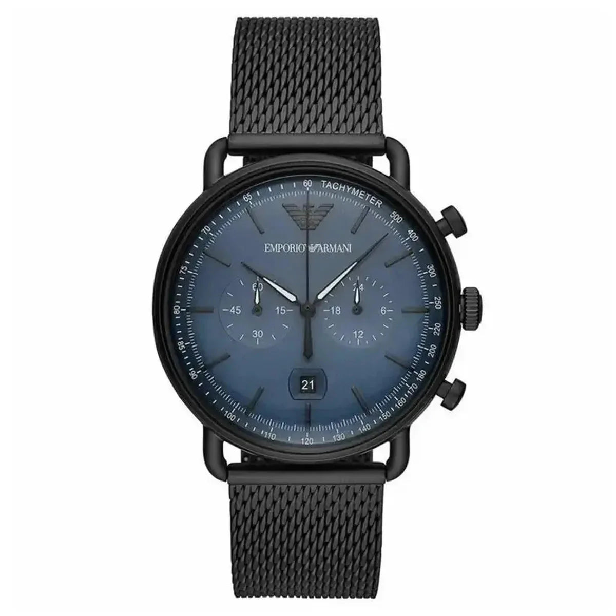 Emporio Armani Claudio Chronograph AR11201 Men's Watch - 43mm Navy Dial Black Mesh