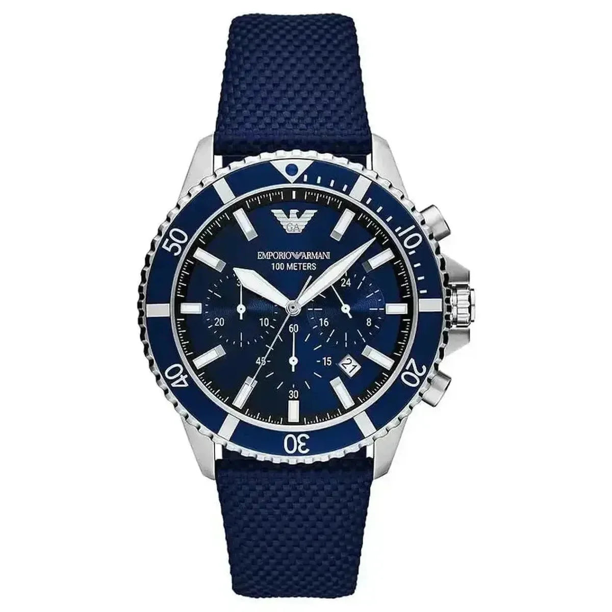 Emporio Armani AR11588 Claudio Chronograph Navy Leather Men's Watch