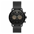 Emporio Armani Aviator AR11142 Men's Chronograph Watch – 43mm Black Dial Mesh Bracelet
