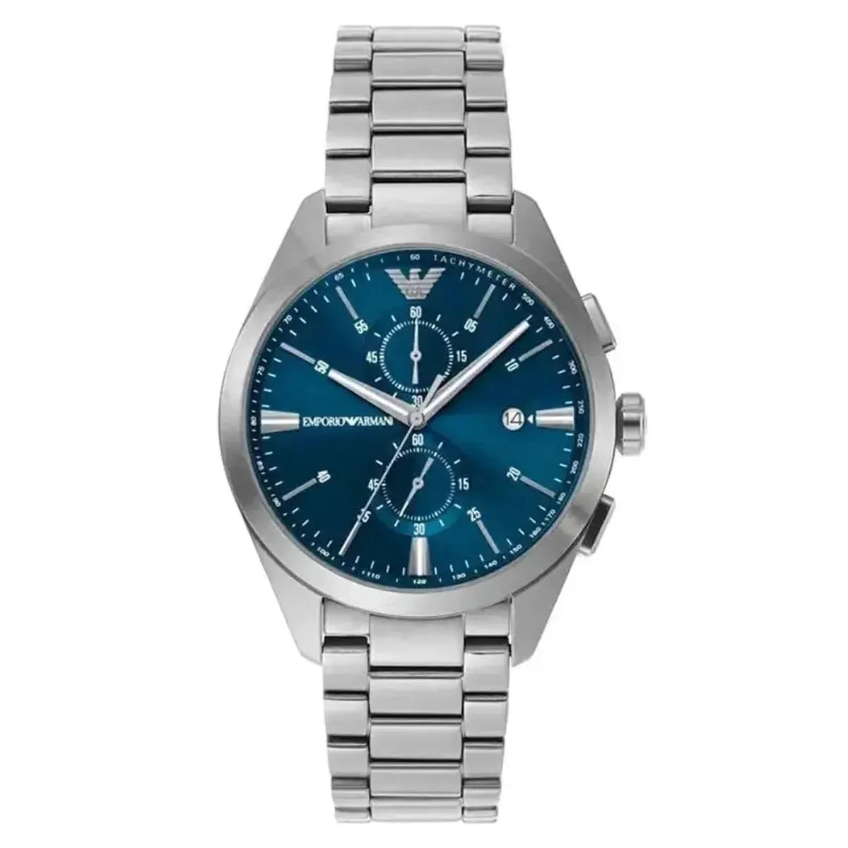 Emporio Armani Claudio AR11541 Men's Chronograph Watch – 43mm Blue Dial Steel Bracelet