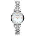 Emporio Armani Gianni T-Bar AR11204 Women's Watch - 32mm White Mother of Pearl Dial Silver Steel Bracelet