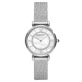 Emporio Armani Gianni T-Bar AR11319 Women's Watch – 32mm White Mother of Pearl Dial Silver Mesh Bracelet