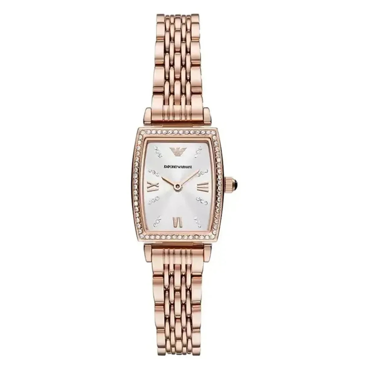 Emporio Armani Gianni T-Bar AR11406 Women's Rose Gold Watch – 26mm White Dial Stainless Steel Bracelet