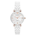 Emporio Armani Gianni T-Bar AR1486 Women's Mother of Pearl Dial White Ceramic Watch
