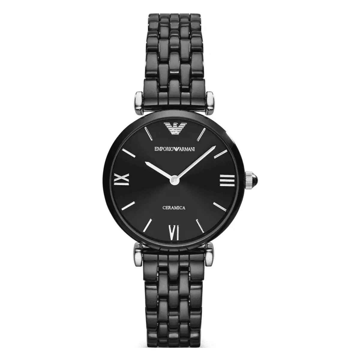 Emporio Armani Gianni T-Bar AR1487 Women's Ceramic Watch – 32mm Black Dial Black Ceramic Bracelet