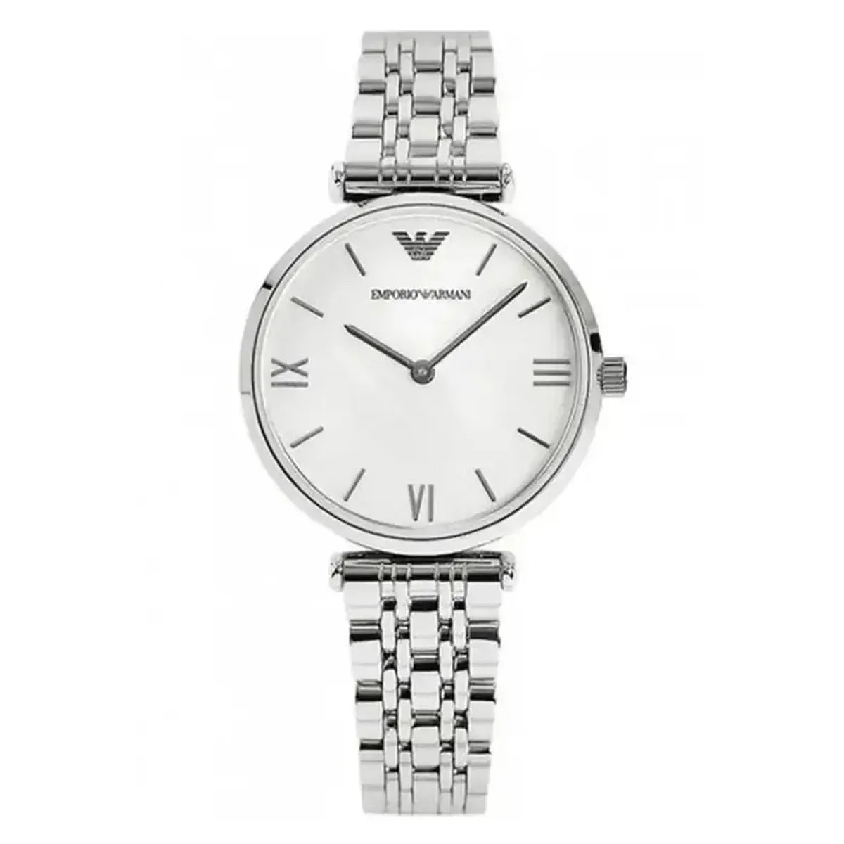 Emporio Armani Gianni T-Bar AR1682 Women's Watch – 32mm Mother of Pearl Dial Silver Bracelet