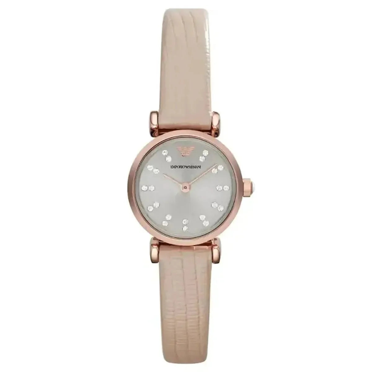 Emporio Armani Gianni T-Bar AR1687 Women's Quartz Watch – 32mm Grey Dial Beige Leather Strap