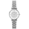 Emporio Armani Gianni T-Bar AR1925 Women's Dress Watch – 32mm Silver Crystal Pavé Dial