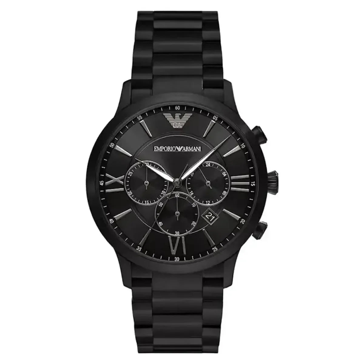 Emporio Armani Giovanni AR11349 Men's Chronograph Watch – 43mm Black Dial Black PVD Bracelet