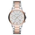 Emporio Armani Giovanni AR11209 Men's Chronograph Watch – 44mm White Dial Two-Tone Bracelet