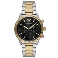 Emporio Armani Mario AR11521 Men's Chronograph Watch – 43mm Black Dial Two-Tone Bracelet