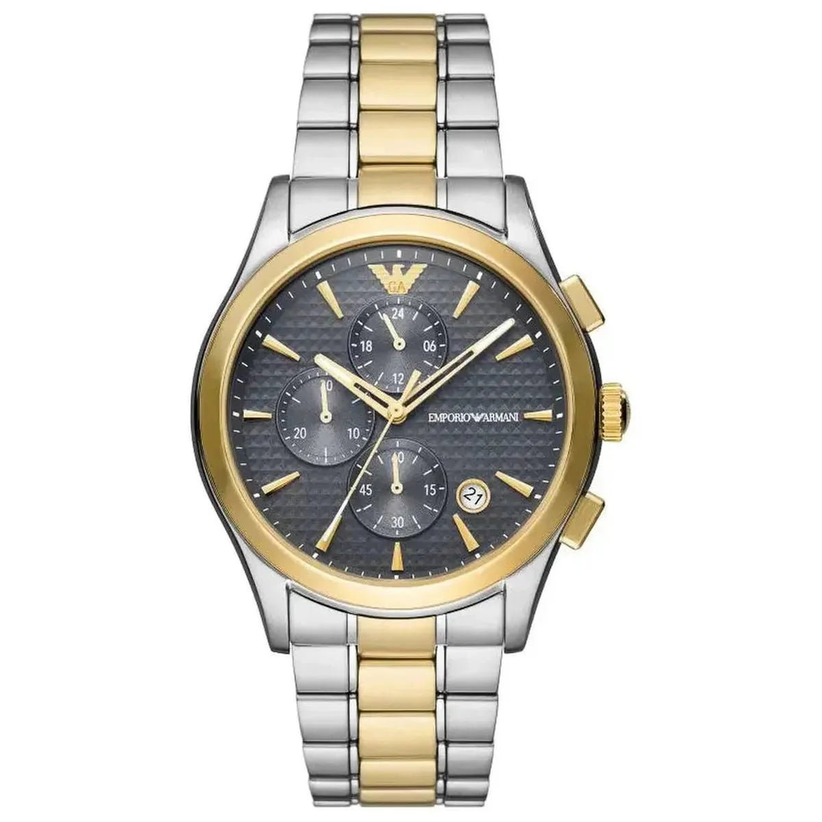 Emporio Armani Paolo AR11527 Men's Chronograph Watch – 42mm Grey Dial Two-Tone Steel Bracelet