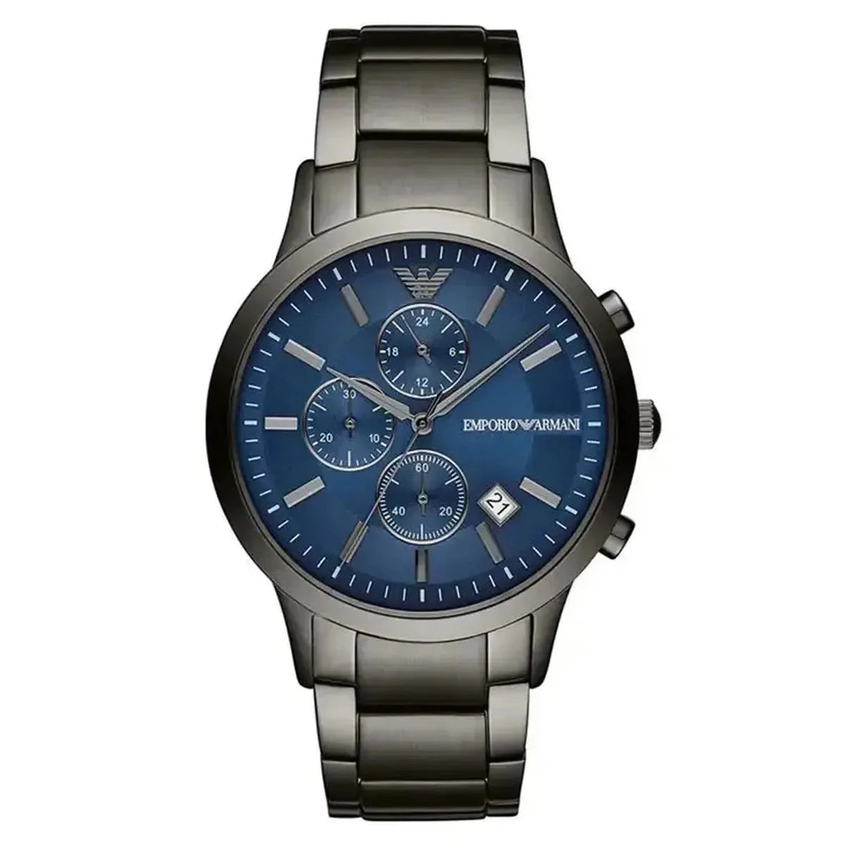 Emporio Armani Renato AR11215 Men's Chronograph Watch – 43mm Blue Dial Gunmetal