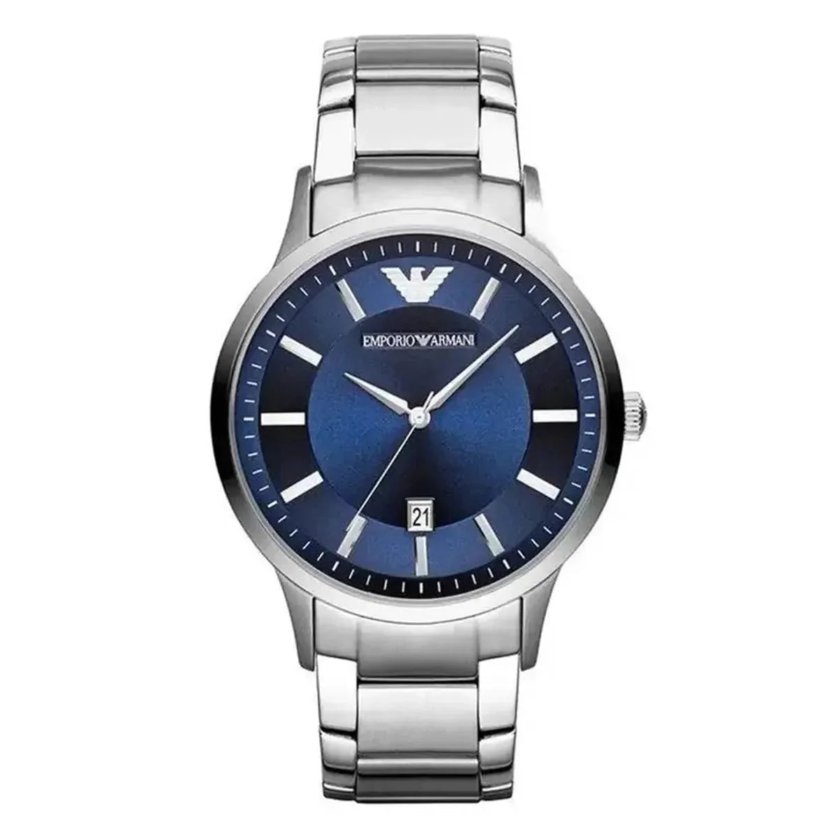 Emporio Armani Renato AR11180 Men's Watch – 43mm Blue Dial Silver Steel Bracelet